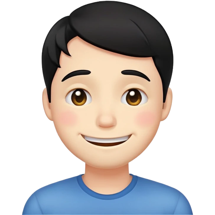 embarrassed white smiley face with black hair emoji