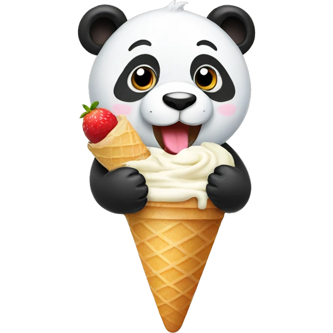 Panda eating ice cream emoji