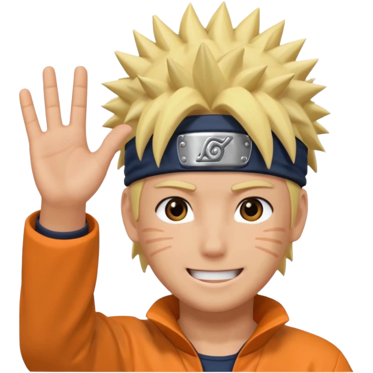 Quiero que hagas a Naruto saludando emoji