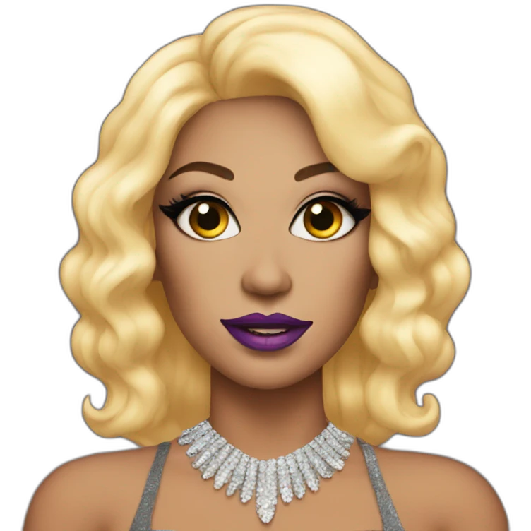 A drag queen with a huge makeup  emoji