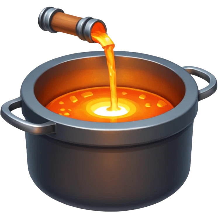 The crucible pours out metal, pixels style 32x32. emoji