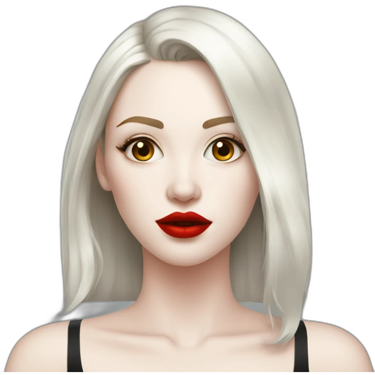Sexy woman pale skin full body red lips emoji