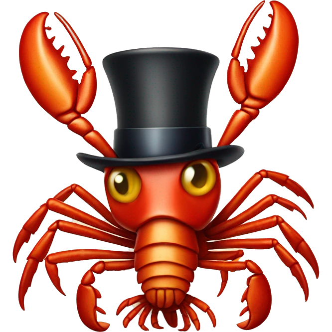 Lobster wearing a top hat emoji