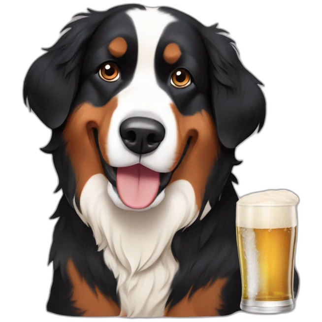 bernese dog eating almonds an drinking beer emoji