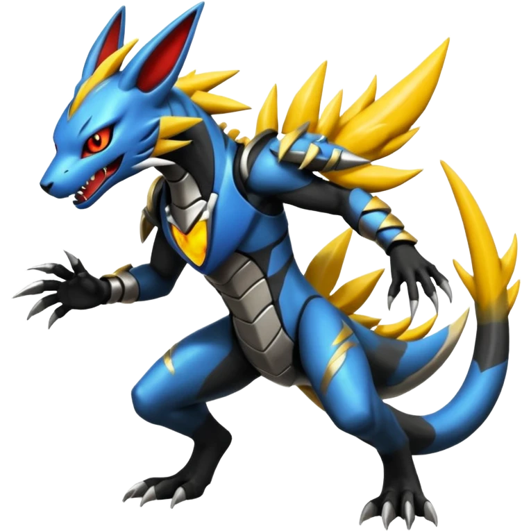 Edgy futuristic Zeraora-Salandit-Renamon-fusion emoji