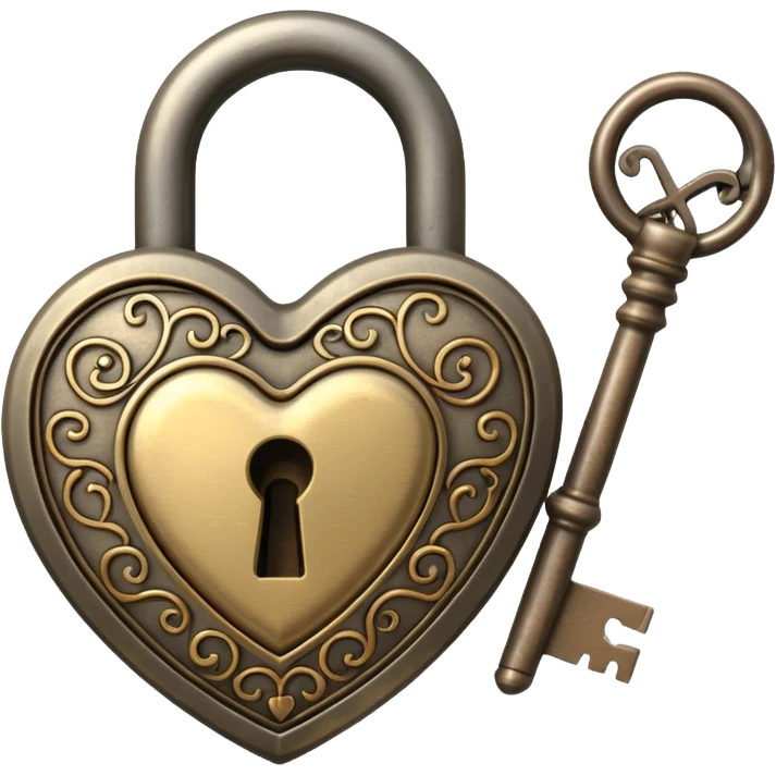 vintage heart-shaped lock and key emoji