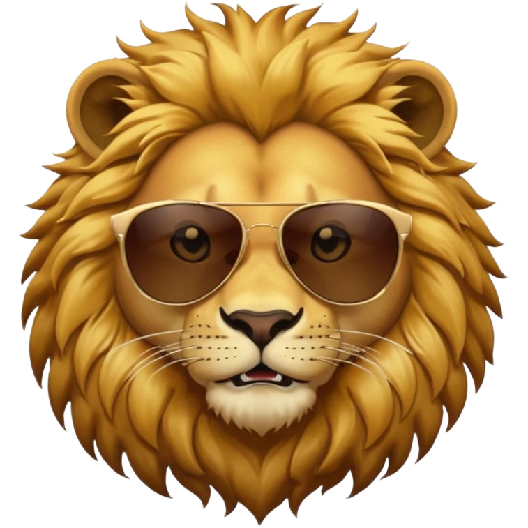 simple lion face with dark sunglasses emoji