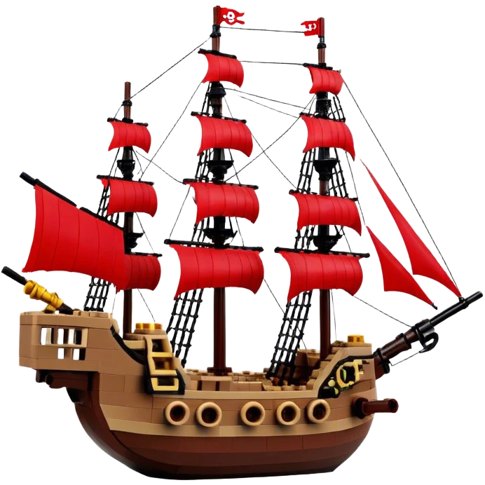 Pirate Ship (Toy) - Lego Pirate Ship (Model Year: 2021) (Iconic colour: Brown with red sails) emoji