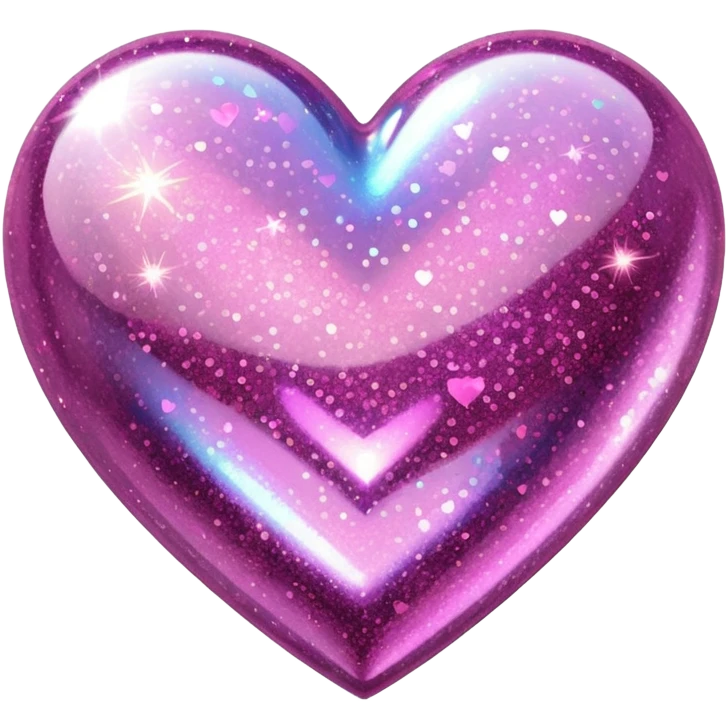 glitter heart with holographic sparkles emoji
