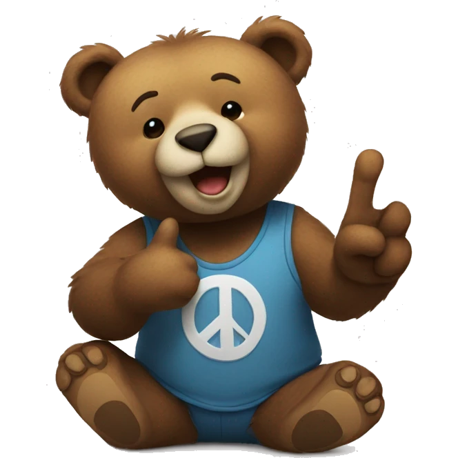 A bear doing a peace sign  emoji
