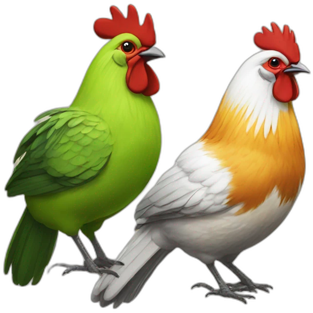 Two Tit birds and rooster emoji