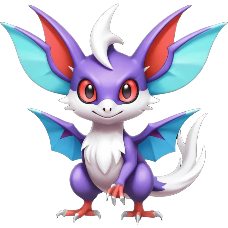 Shiny Cute Noibat-Noivern-Silvally-Fakémon-hybrid-creature (full body)  emoji