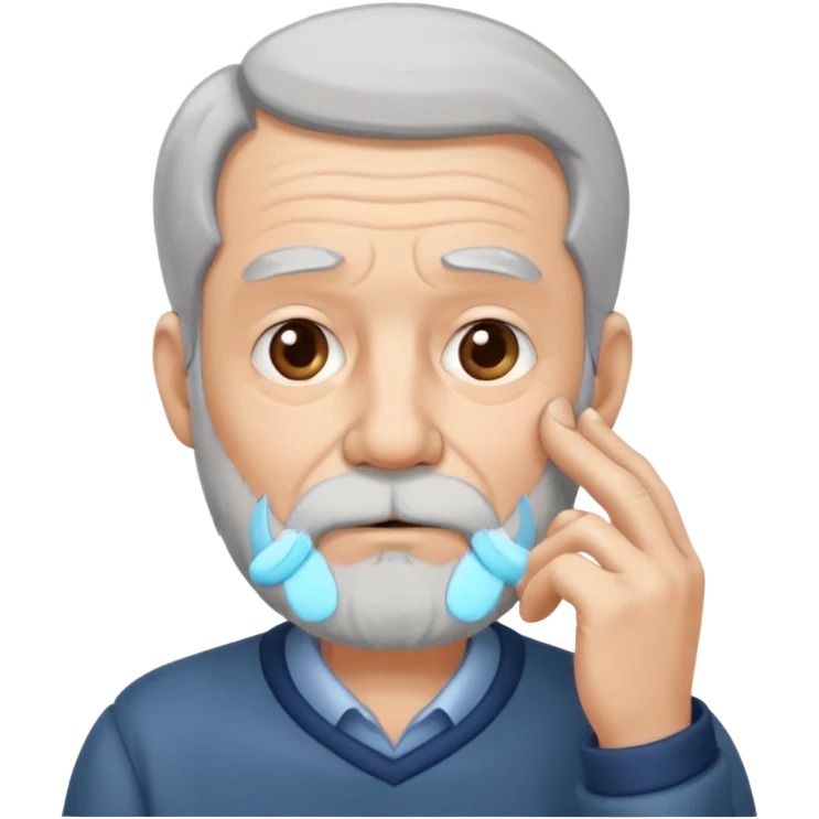 Old man touching his beard while thinking emoji