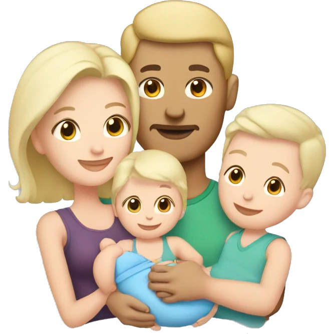 Blonde short hair mom and brunette dad with newborn baby girl  emoji