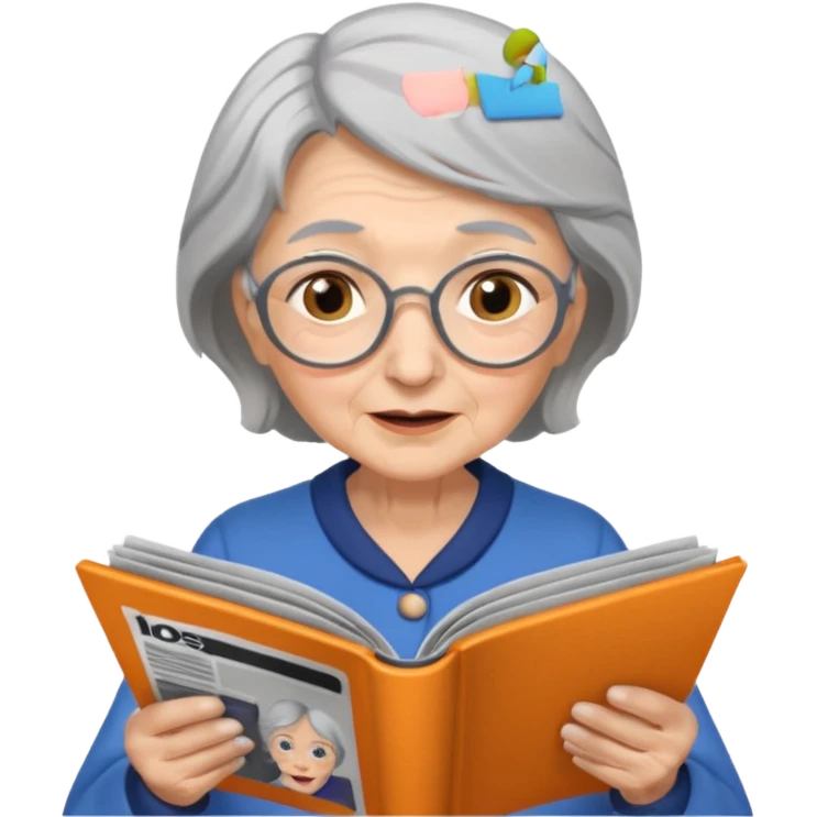 old woman, reading magazine emoji