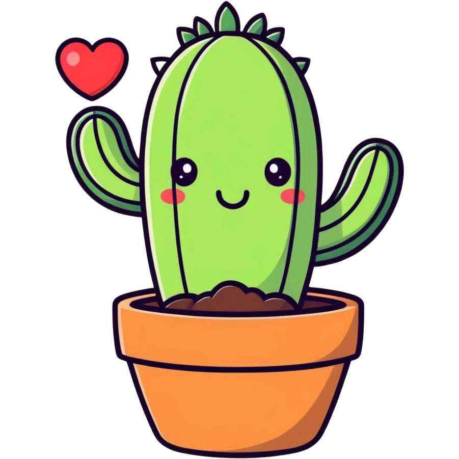 Happy Cactus best friends with heart eyes in a pot emoji