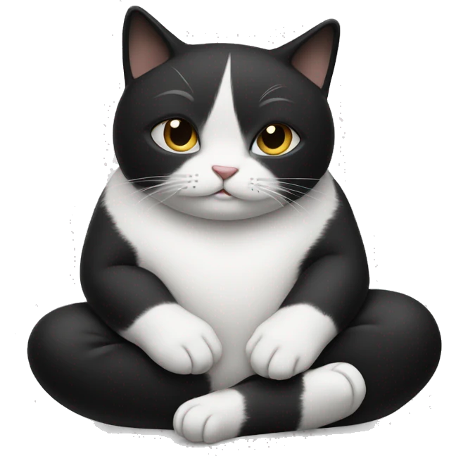 Meditating black and white cat emoji