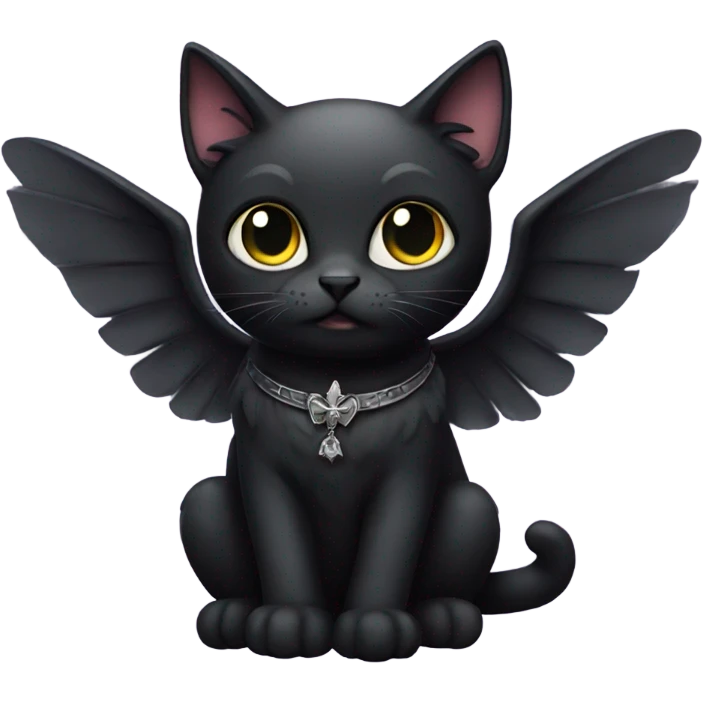 Gothic cat with wings emoji