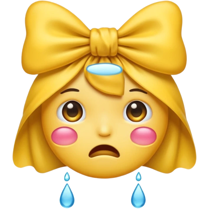 Crying emoji with a bow on its head emoji