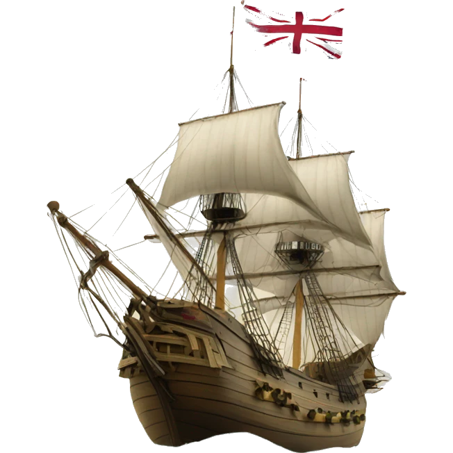 mayflower ship with the Grand Union Flag emoji