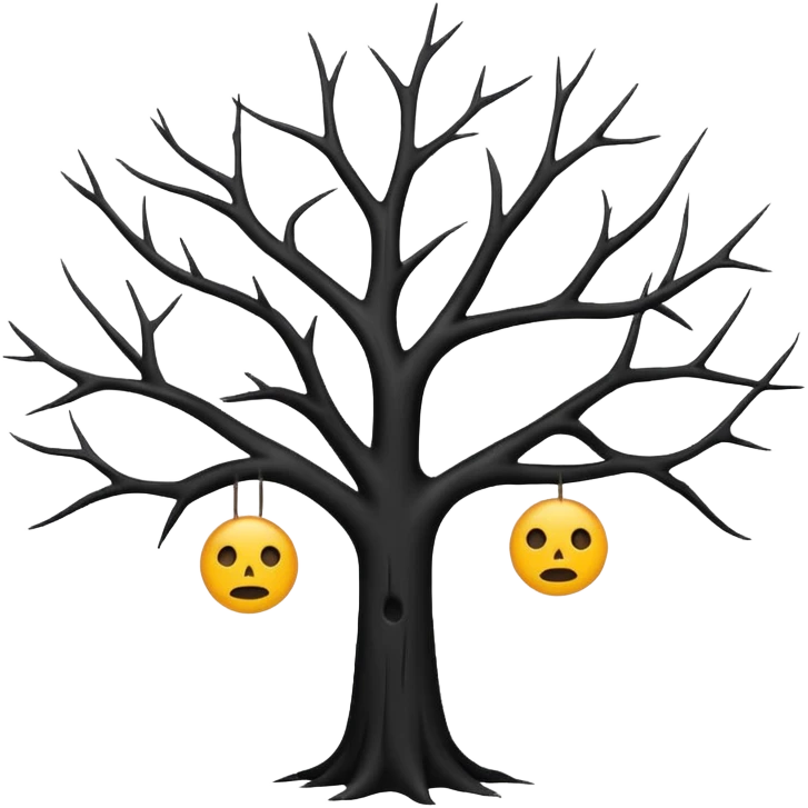  black dead tree silhouette, leafless, dark minimal style, simple emoji, centered, no background emoji