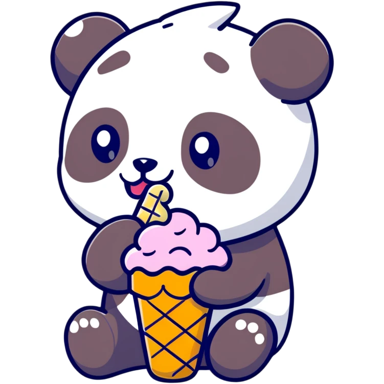 Panda eating ice cream emoji