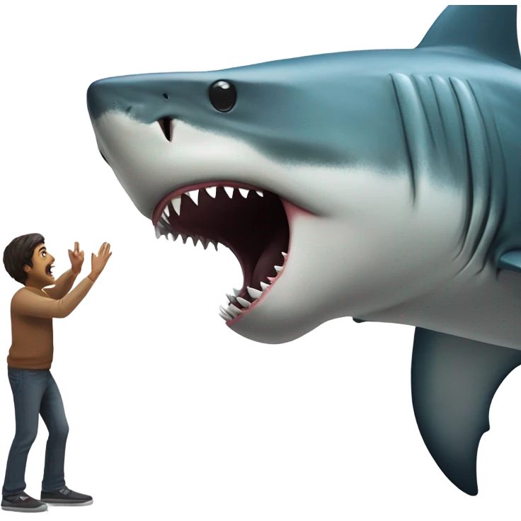 Megaladon kissing human emoji