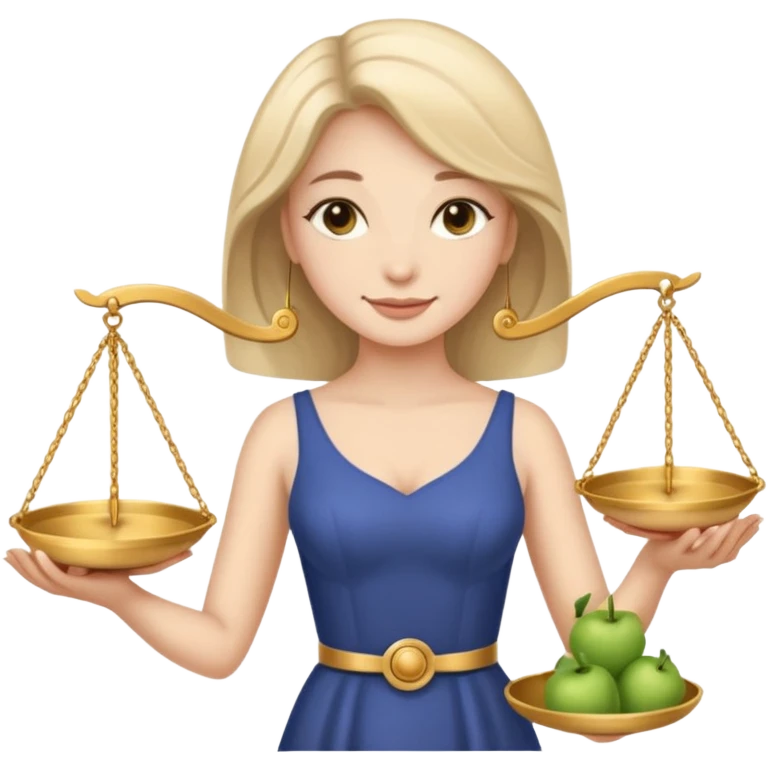 Libra woman emoji, elegant, holding scales emoji