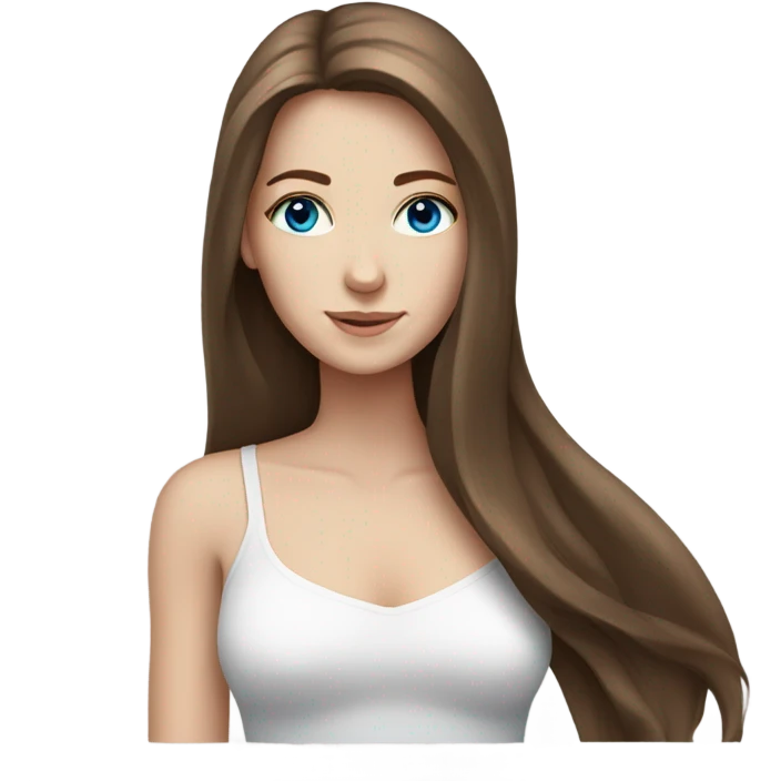 White girl with long brown hair and blue eyes emoji