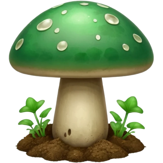 jade magic mushroom with dirt emoji