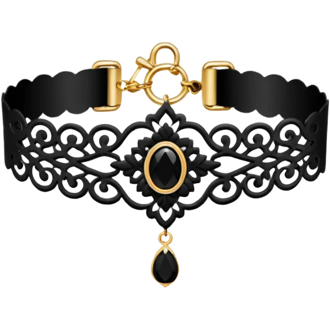 goth black lace choker emoji