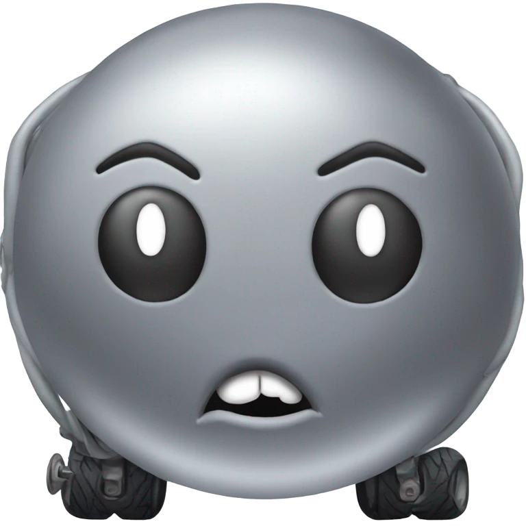 Metal cute mad Kirby bubble Gray ball driving on car wheels with mad eyebrows game emoji