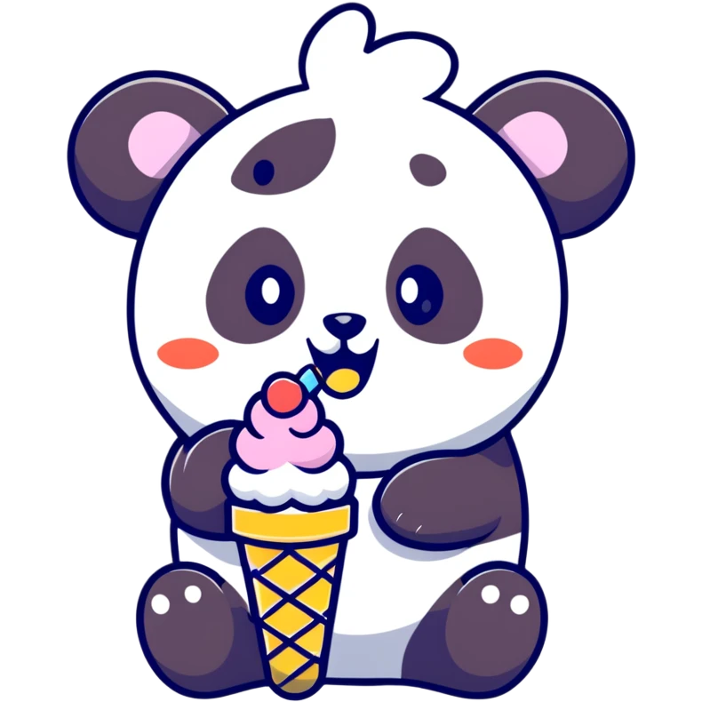 Panda eating ice cream emoji
