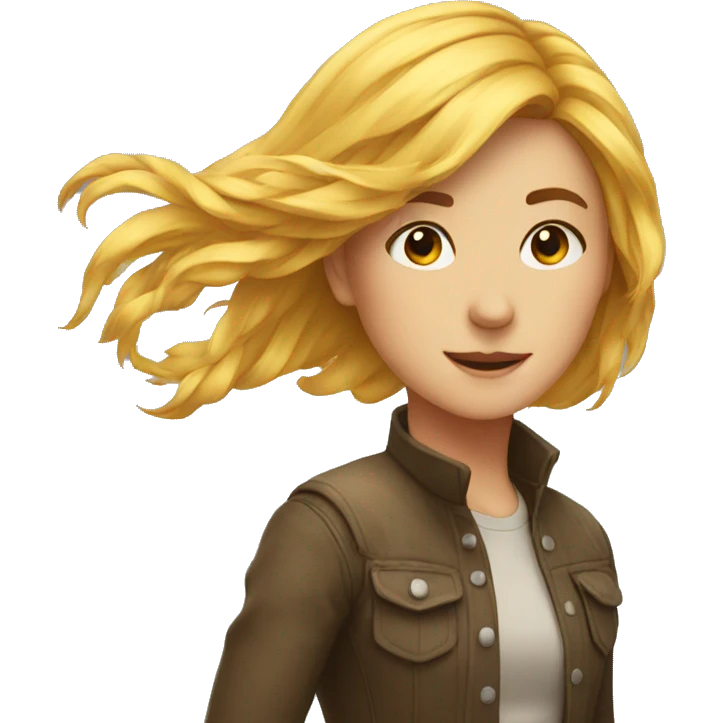 Wind and girl's hair emoji