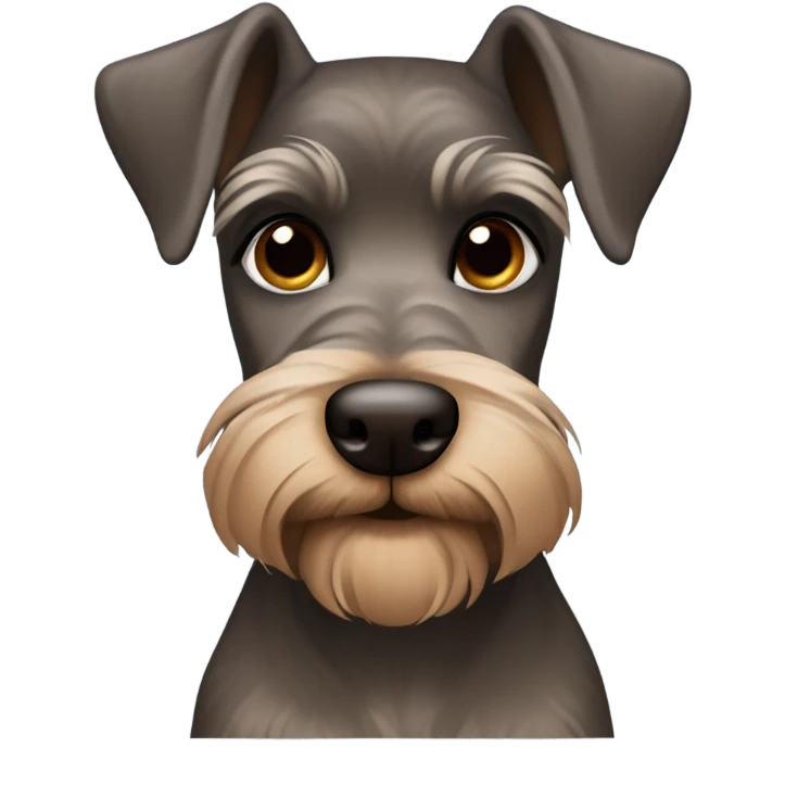 Brown mini schnauzer with pointy ears and long eyelashes emoji