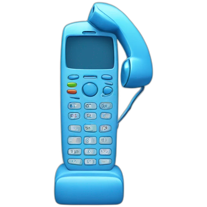 blue handset phone without dialer emoji