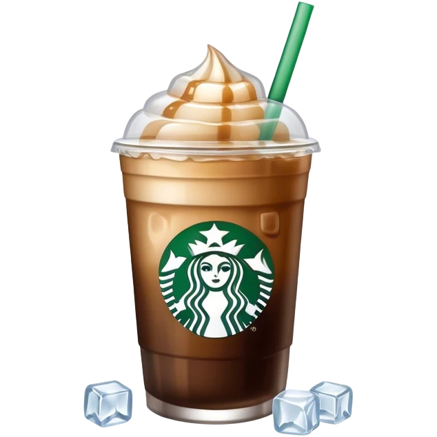 Starbuck ice coffee with ice cubes emoji
