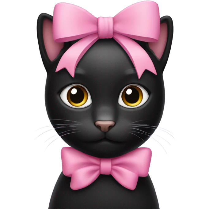black cat with a pink bow on his head emoji