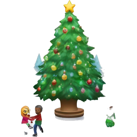 ice rink with Christmas trees and lights and decorations  emoji