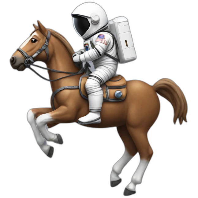 Astronaut with helmet closed riding a horse emoji