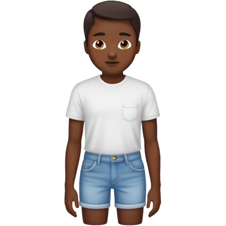 Black remake wearing white tee and jean shorts emoji