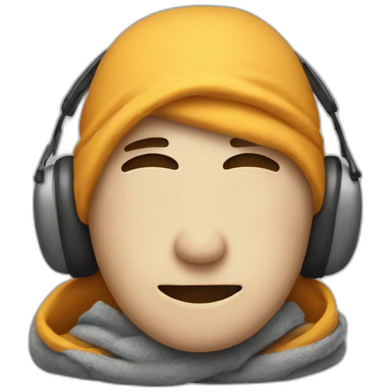 face wearing ear defenders wrapped in a blanket emoji