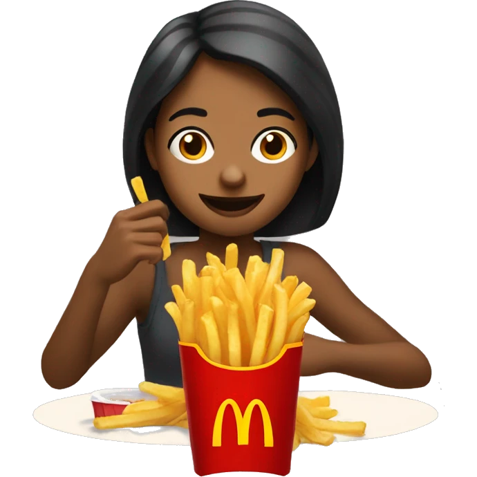 Girl eating mc donalds fries emoji