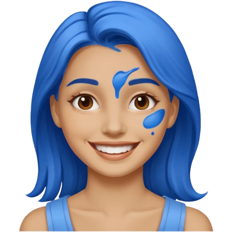 woman with blue paint on her face emoji