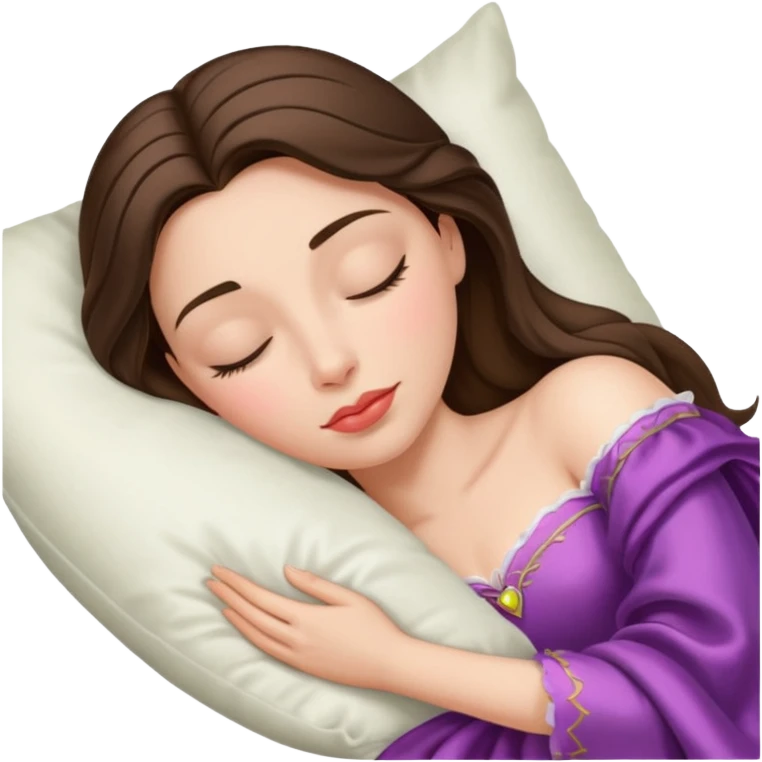 sleeping beauty brunette white girl with a silk pillow emoji