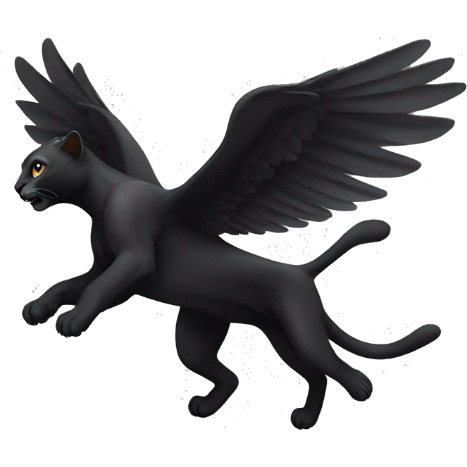 winged black puma flying emoji