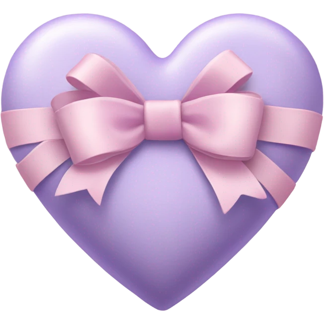 a lavender heart wrapped by a pastel pink bow emoji