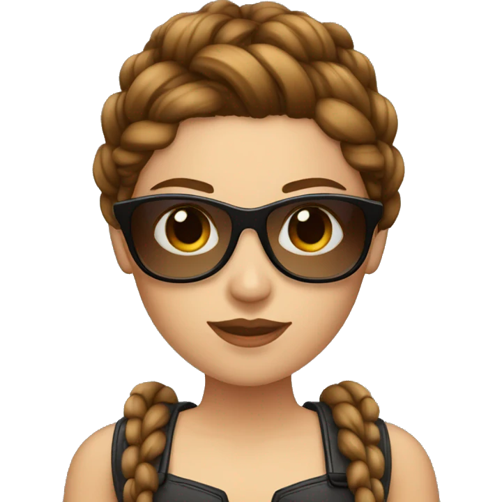 Valkyrie with French braids, brown hair and sunglasses emoji