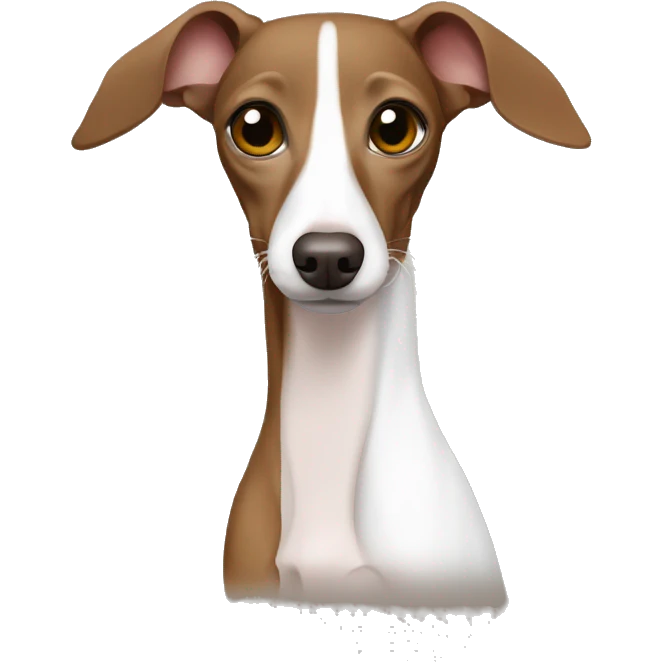 Brown and white Italian greyhound with forest collar emoji