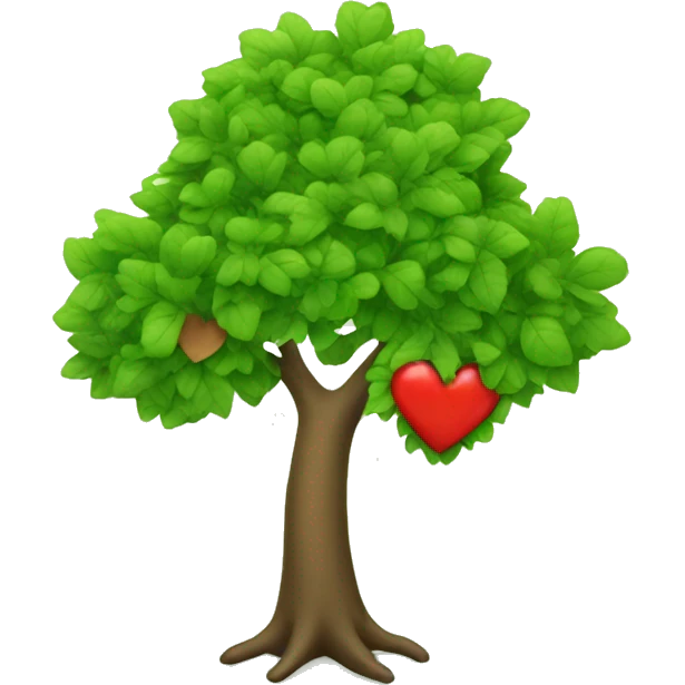 green tree with heart shaped leaves emoji
